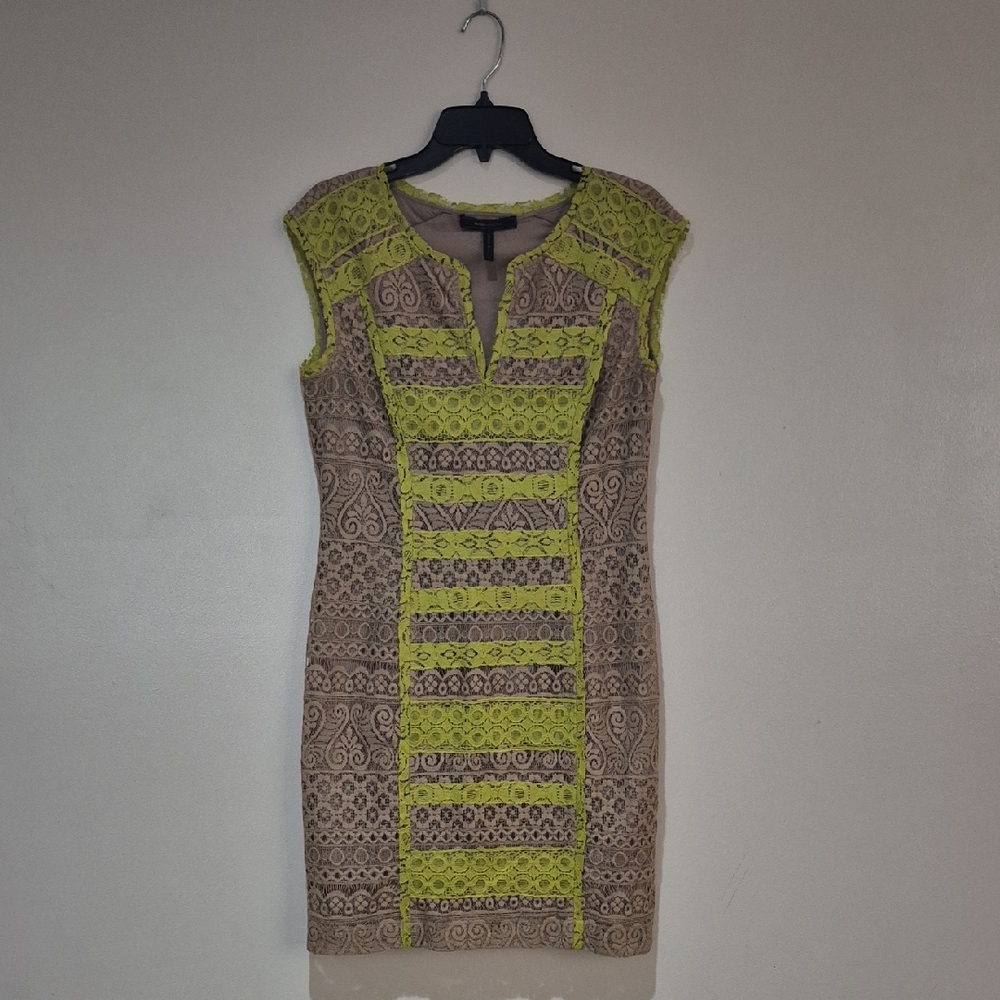 BCBG MaxAzria Lace Dress in Brown and Green